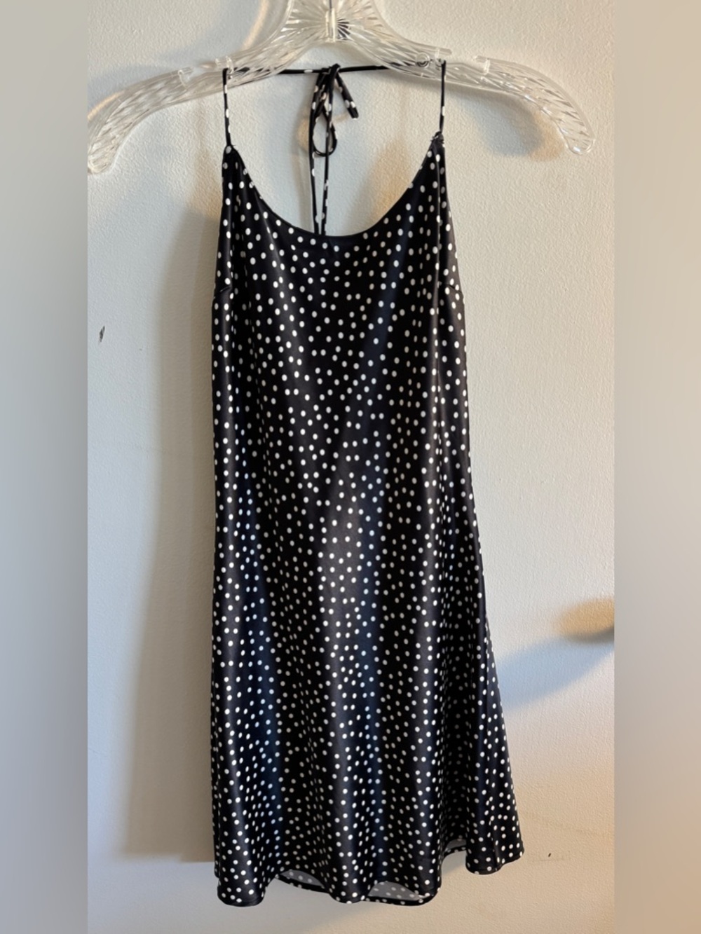 Victoria's Secret Black and White Polka Dot Slip Tie back Dress S Sorority Rush